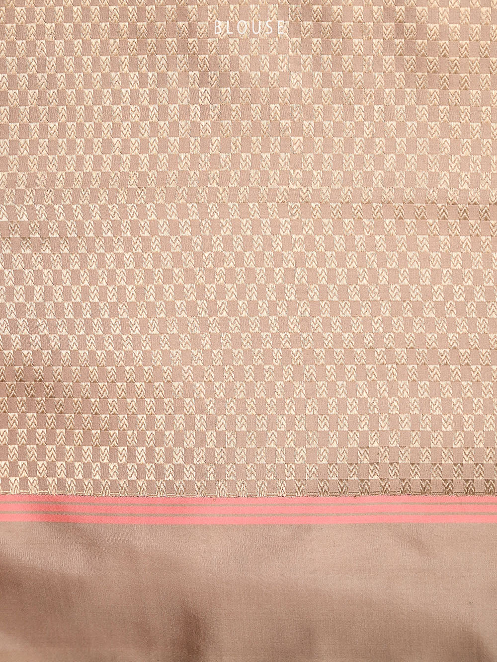 Pastel Peach Plain Satin Silk Handloom Banarasi Saree