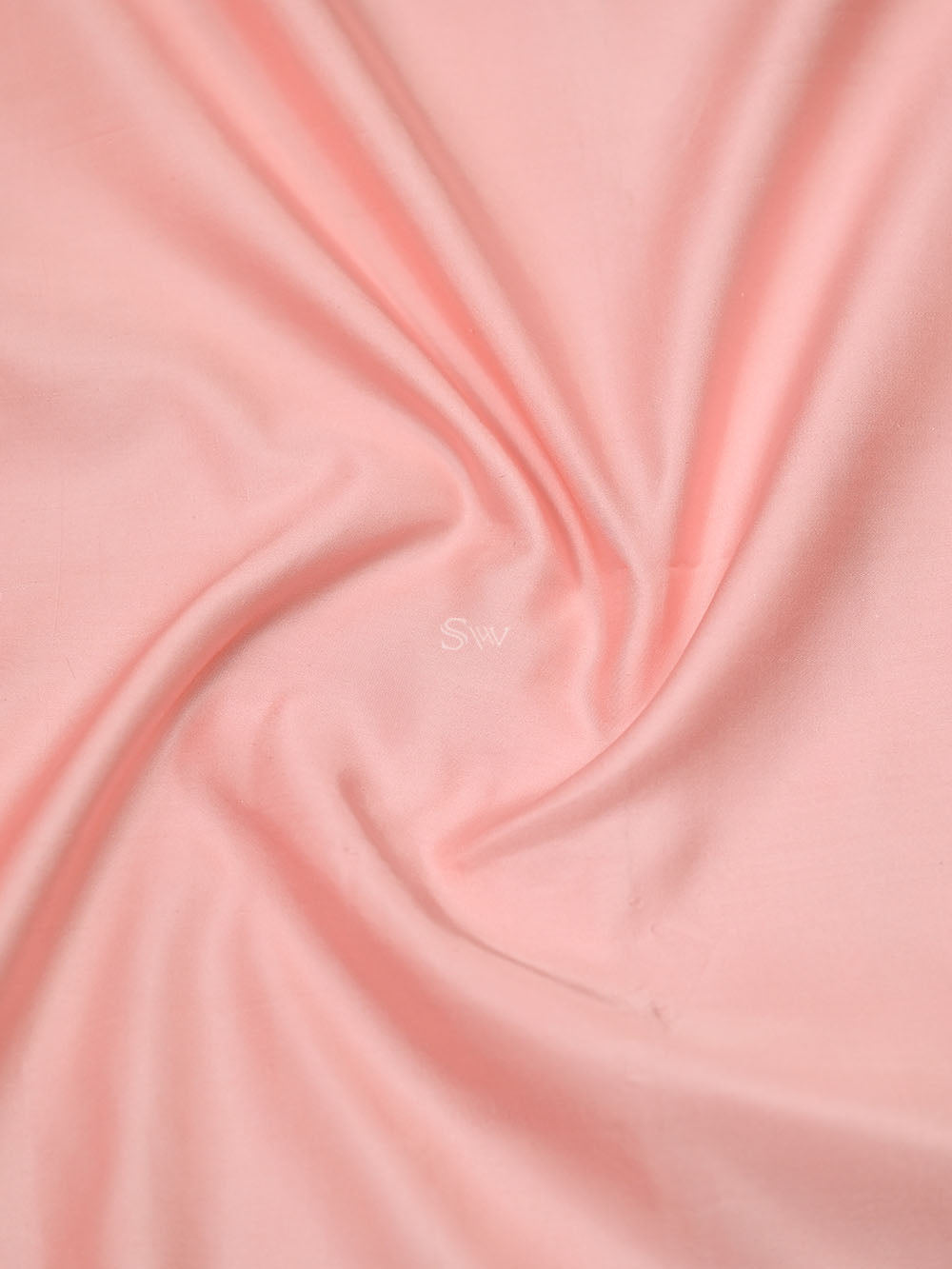 Pastel Peach Plain Satin Silk Handloom Banarasi Saree - Sacred Weaves