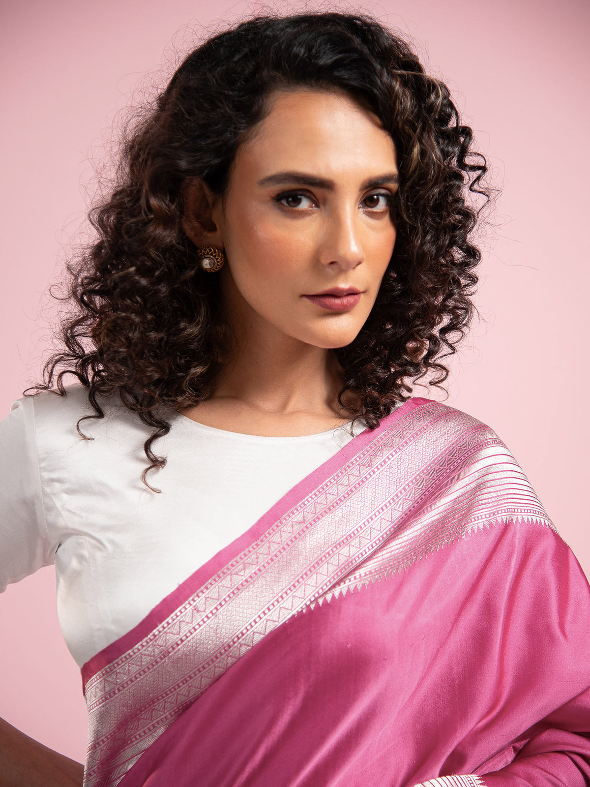 Pink Satin Silk Handloom Banarasi Saree - Sacred Weaves