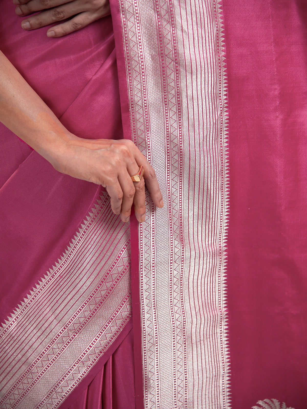 Pink Satin Silk Handloom Banarasi Saree - Sacred Weaves