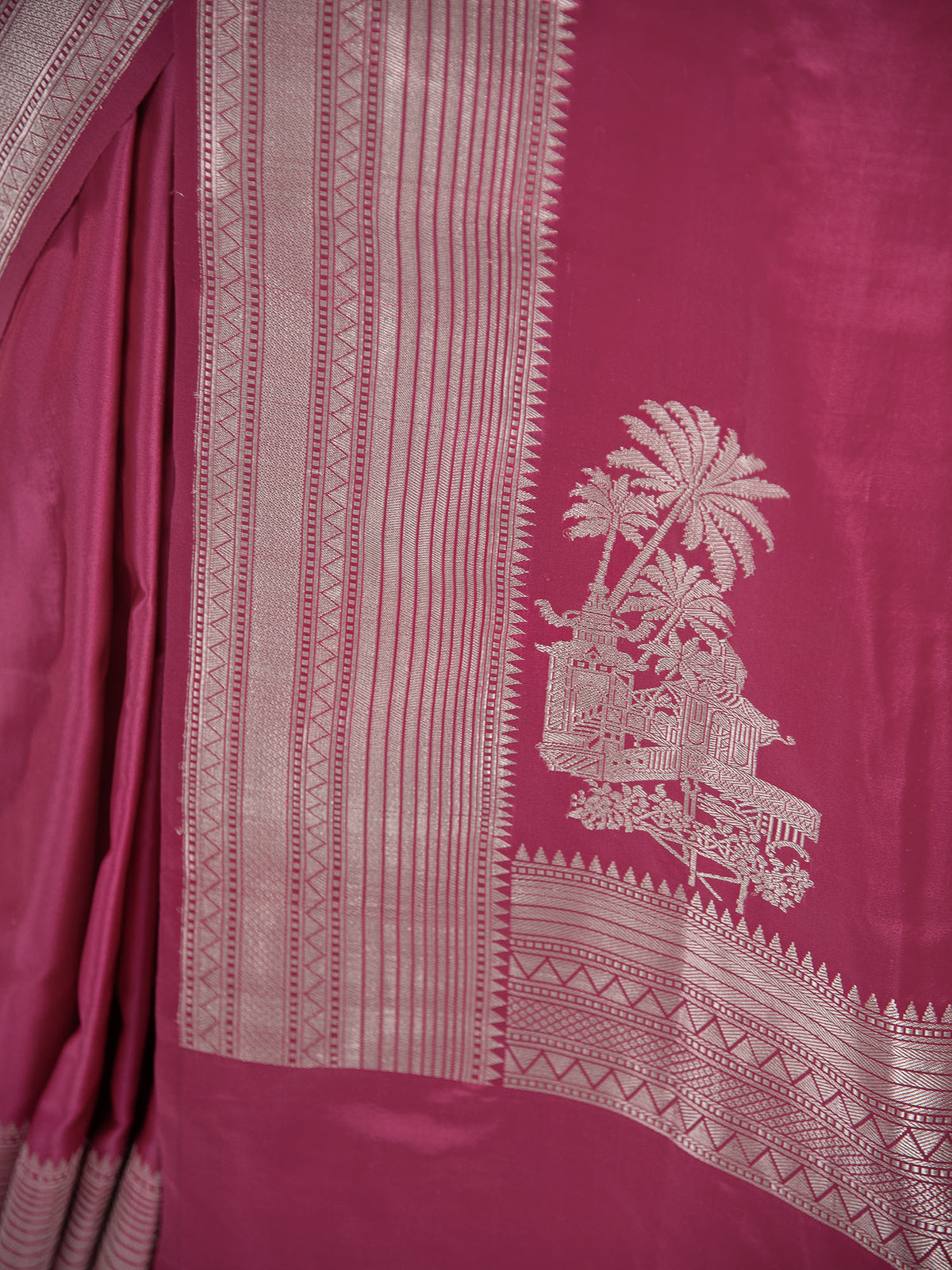Pink Satin Silk Handloom Banarasi Saree - Sacred Weaves