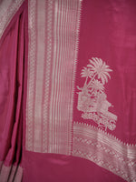 Pink Satin Silk Handloom Banarasi Saree - Sacred Weaves