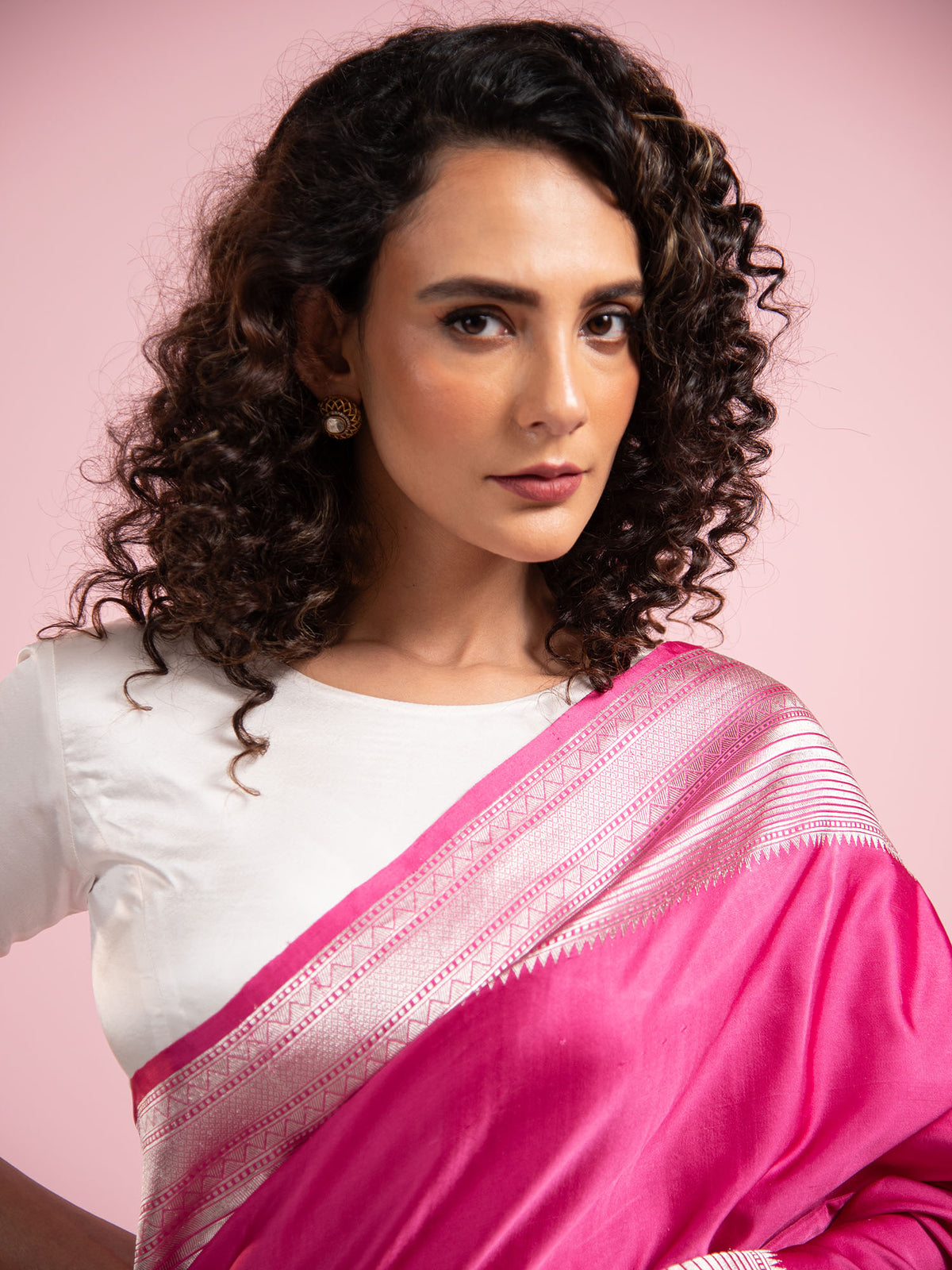 Dark Pink Satin Silk Handloom Banarasi Saree - Sacred Weaves