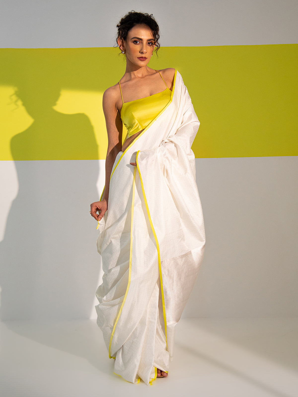 White Satin Tanchoi Handloom Banarasi Saree - Sacred Weaves