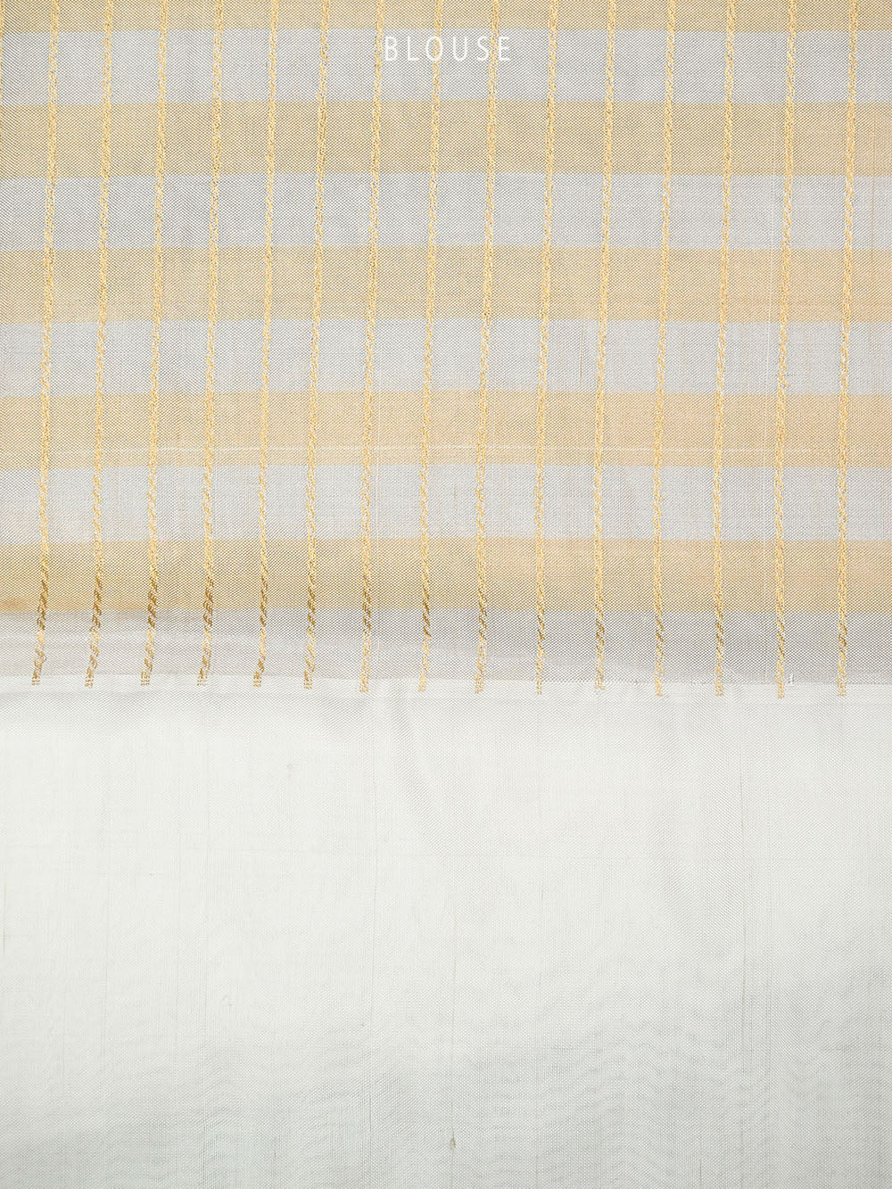 White Gold Tissue Rangkat Handloom Banarasi Saree - Sacred Weaves
