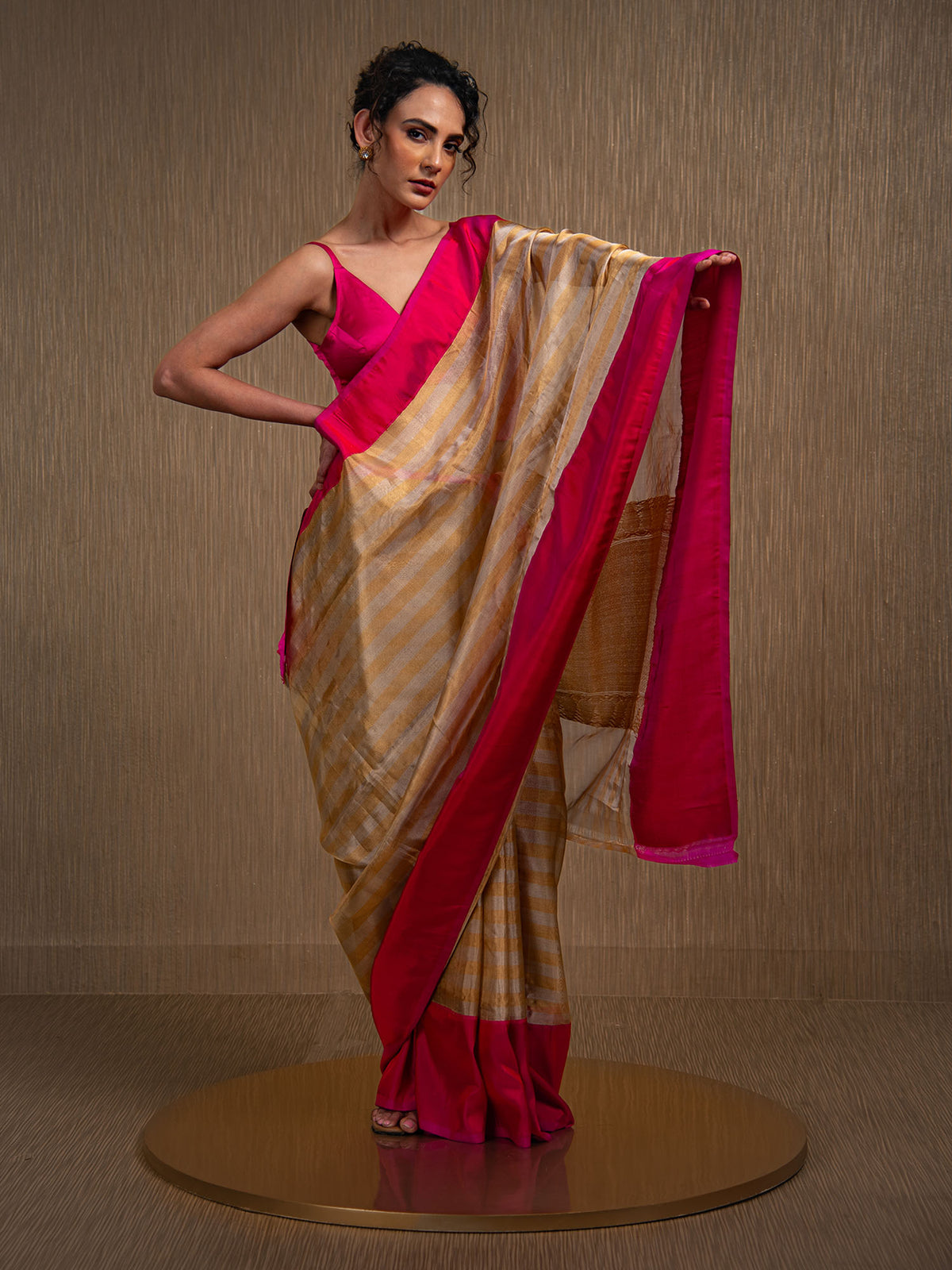 Gold Off White Tissue Rangkat Handloom Banarasi Saree - Sacred Weaves