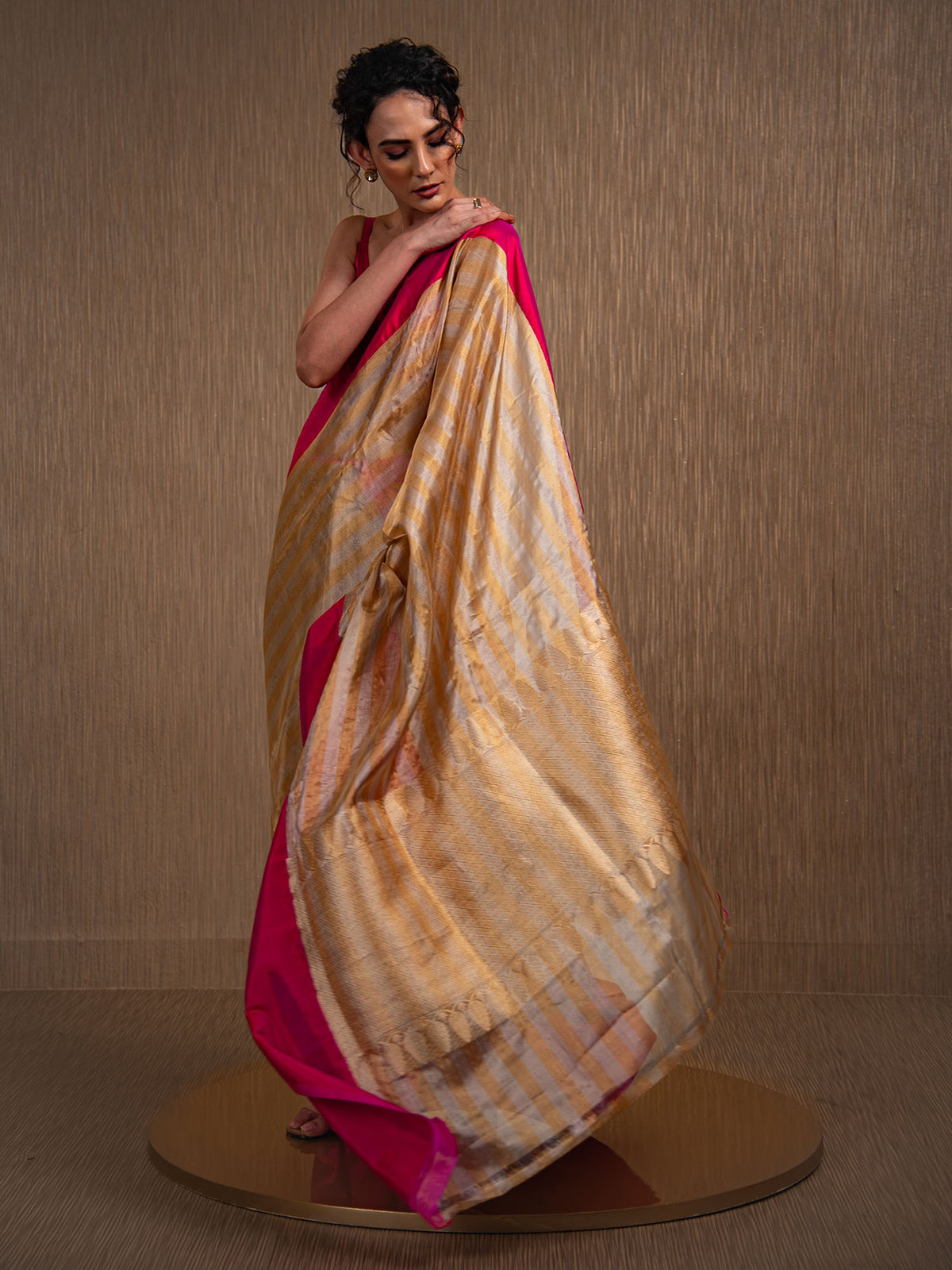 Gold Off White Tissue Rangkat Handloom Banarasi Saree - Sacred Weaves