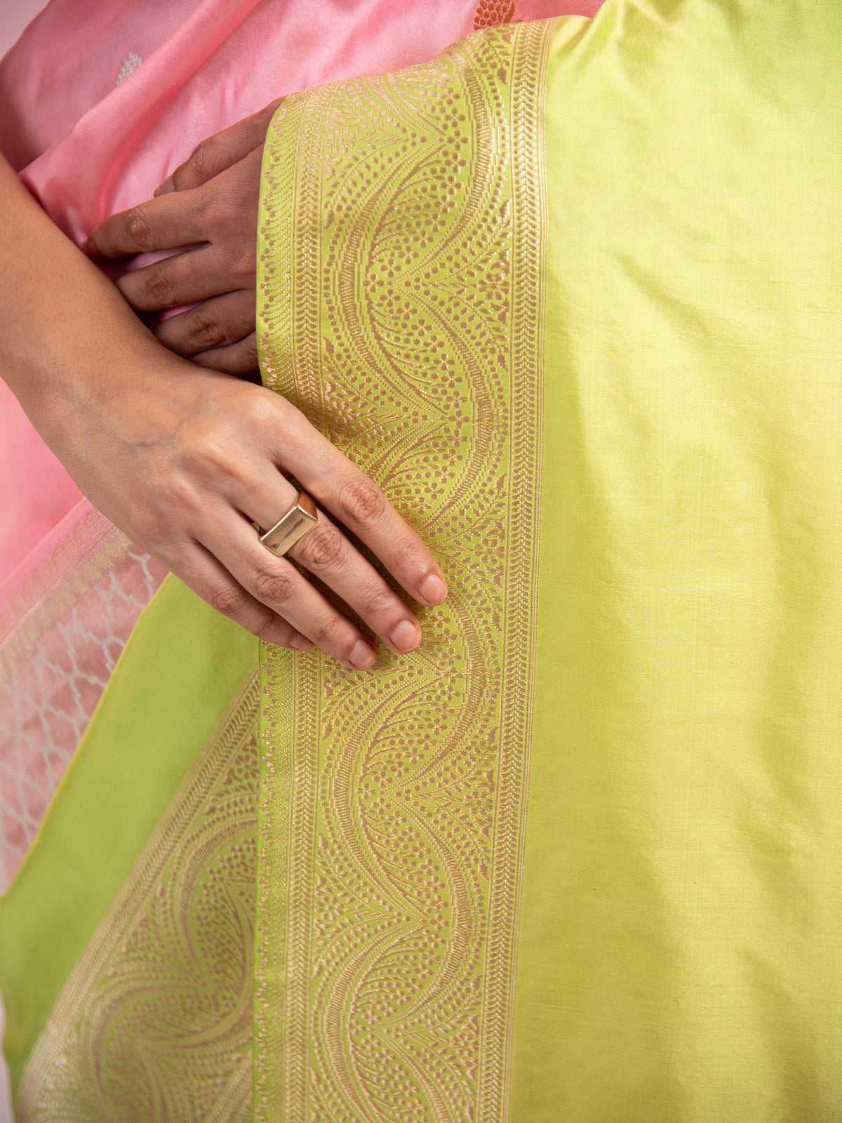 Pastel Pink Katan Silk Handloom Banarasi Saree - Sacred Weaves