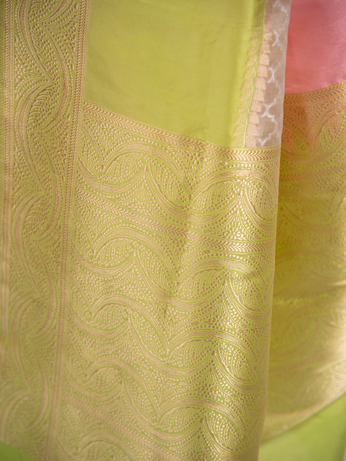 Pastel Pink Katan Silk Handloom Banarasi Saree - Sacred Weaves