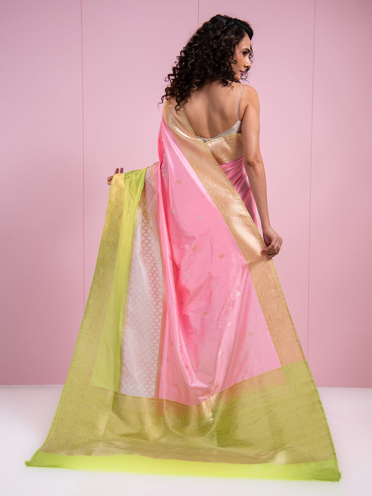Pastel Pink Katan Silk Handloom Banarasi Saree - Sacred Weaves