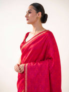 Red Floral Tanchoi Silk Handloom Banarasi Saree - Sacred Weaves