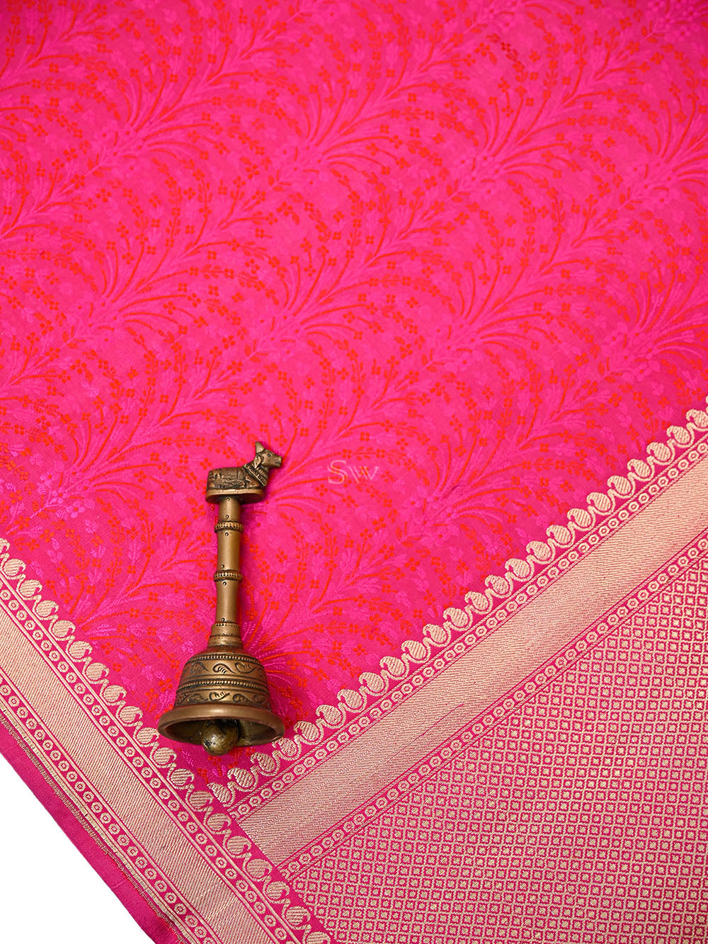 Pink Orange Floral Jaal Tanchoi Silk Handloom Banarasi Saree - Sacred Weaves