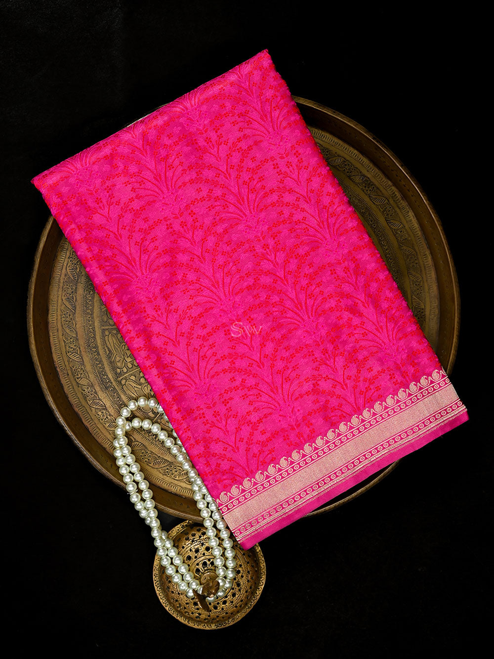 Pink Red  Satin Tanchoi  Handloom Banarasi Saree - Sacred Weaves