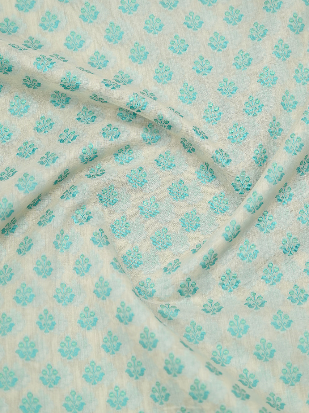 Cream Meenakari Booti Cotton Silk Handloom Banarasi Saree - Sacred Weaves