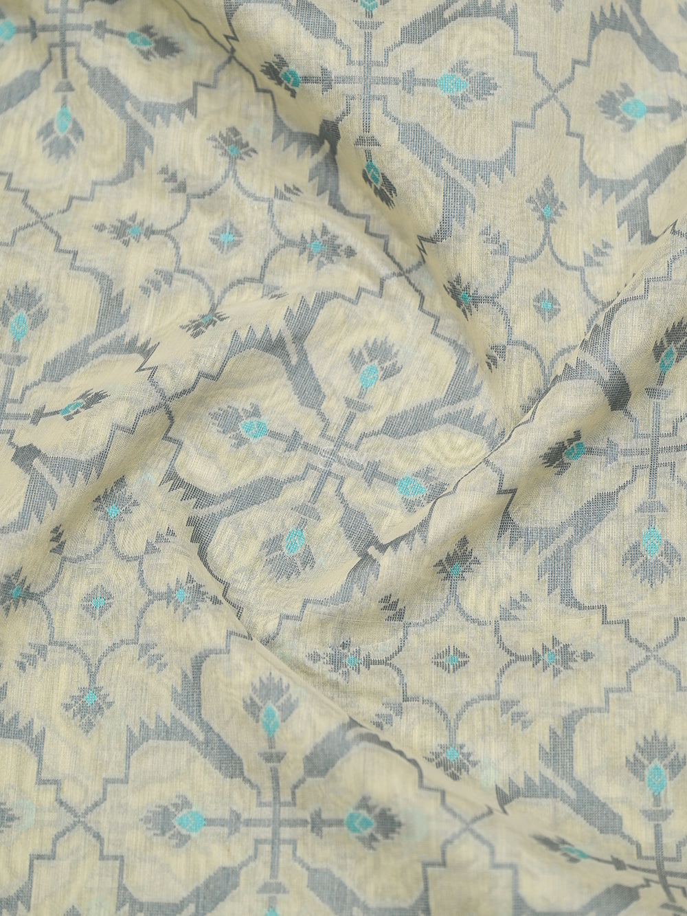 Beige Meenakari Jaal Cotton Silk Handloom Banarasi Saree - Sacred Weaves