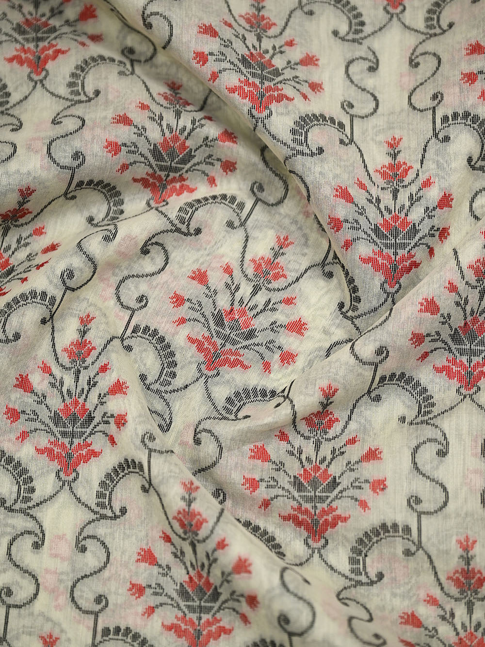 Off-White Meenakari Jaal Cotton Silk Handloom Banarasi Saree - Sacred Weaves