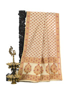 Cream Meenakari Booti Cotton Silk Handloom Banarasi Saree - Sacred Weaves