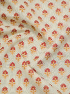 Cream Meenakari Booti Cotton Silk Handloom Banarasi Saree - Sacred Weaves