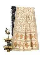 Cream Meenakari Jaal Cotton Silk Handloom Banarasi Saree - Sacred Weaves