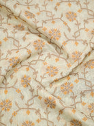 Cream Meenakari Jaal Cotton Silk Handloom Banarasi Saree - Sacred Weaves