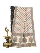 Cream Meenakari Booti Cotton Silk Handloom Banarasi Saree - Sacred Weaves