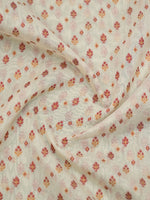 Cream Meenakari Leheriya Booti Cotton Silk Handloom Banarasi Saree - Sacred Weaves