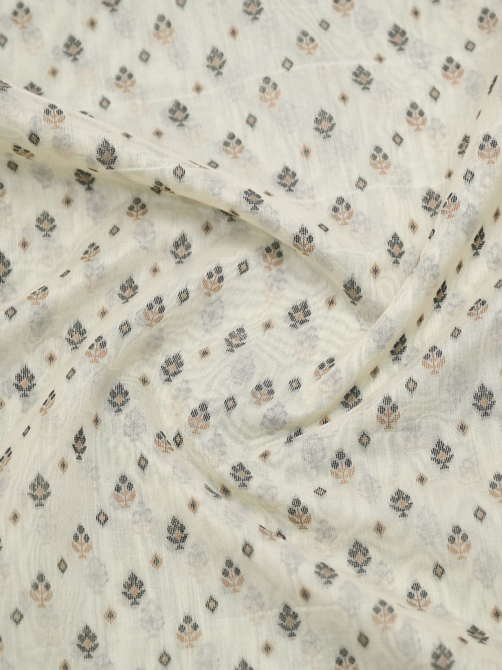 Cream Meenakari Leheriya Booti Cotton Silk Handloom Banarasi Saree - Sacred Weaves