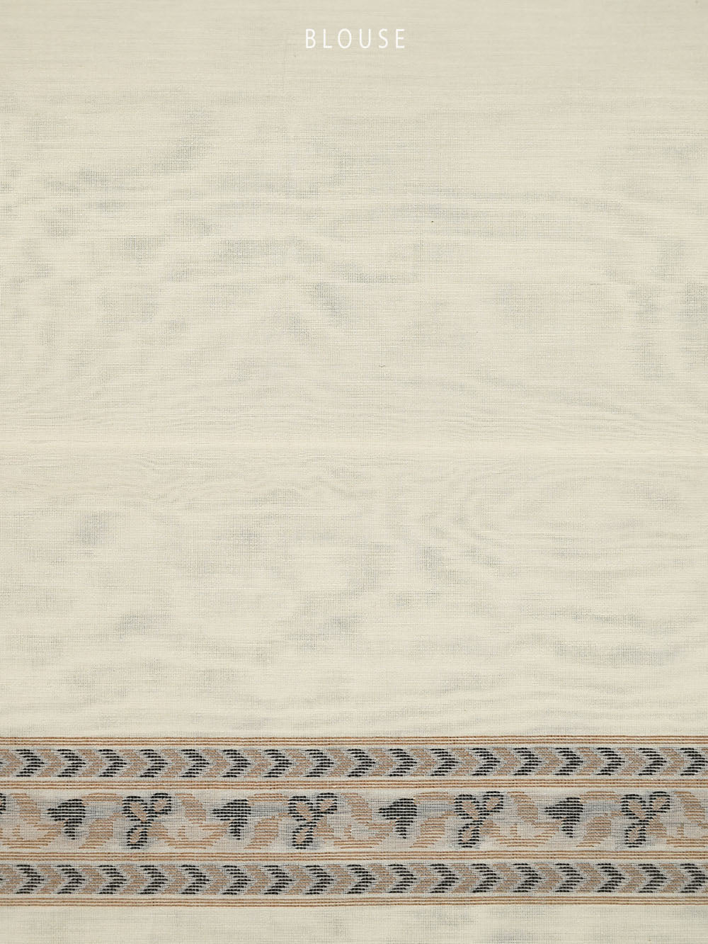 Cream Meenakari Leheriya Booti Cotton Silk Handloom Banarasi Saree - Sacred Weaves