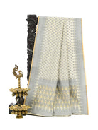 Off-White Meenakari Booti Cotton Silk Handloom Banarasi Saree - Sacred Weaves