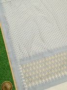 Off-White Meenakari Booti Cotton Silk Handloom Banarasi Saree - Sacred Weaves