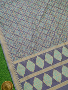 Grey Meenakari Booti Cotton Silk Handloom Banarasi Saree - Sacred Weaves