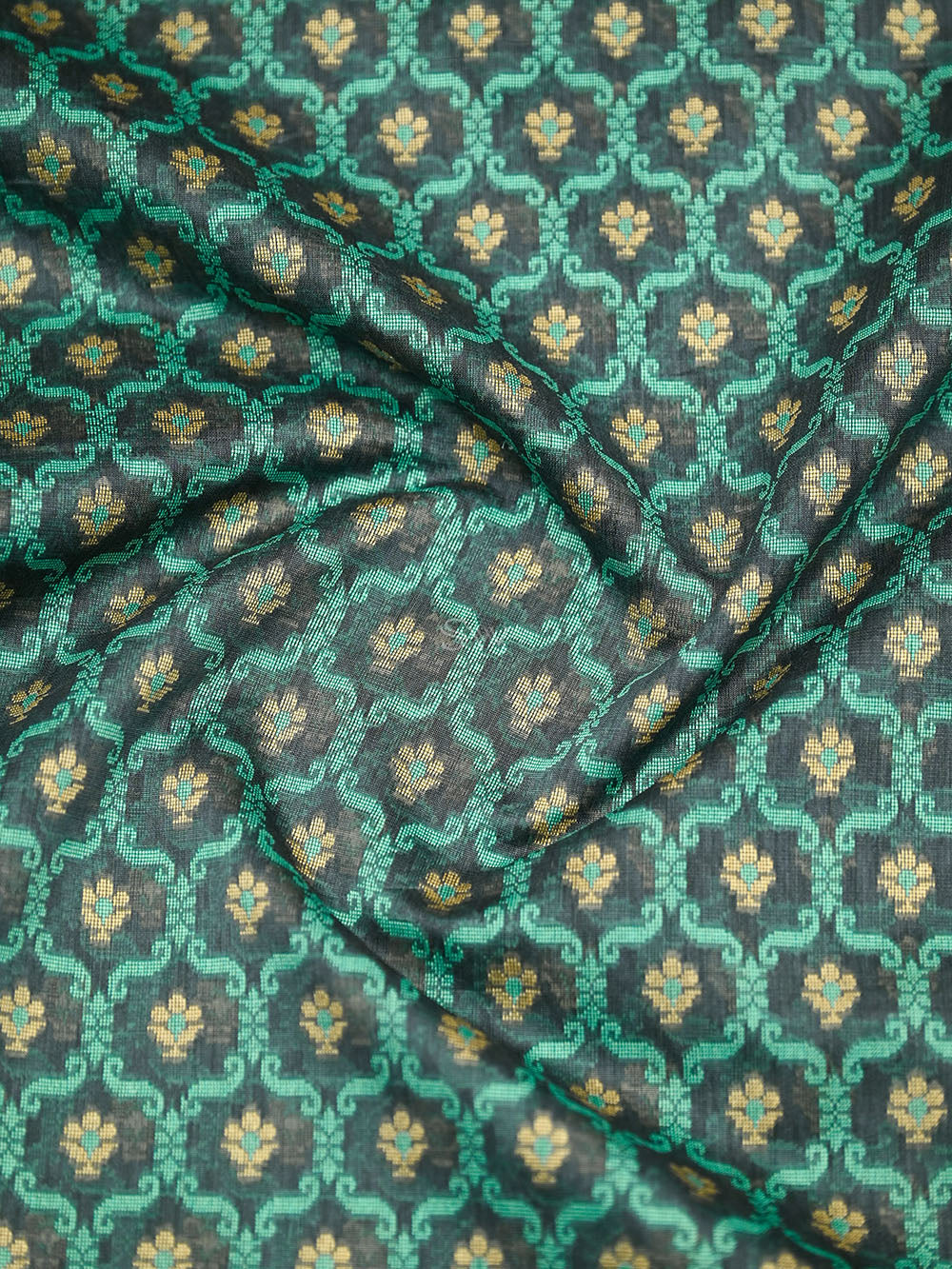 Dark Grey Meenakari Booti Cotton Silk Handloom Banarasi Saree