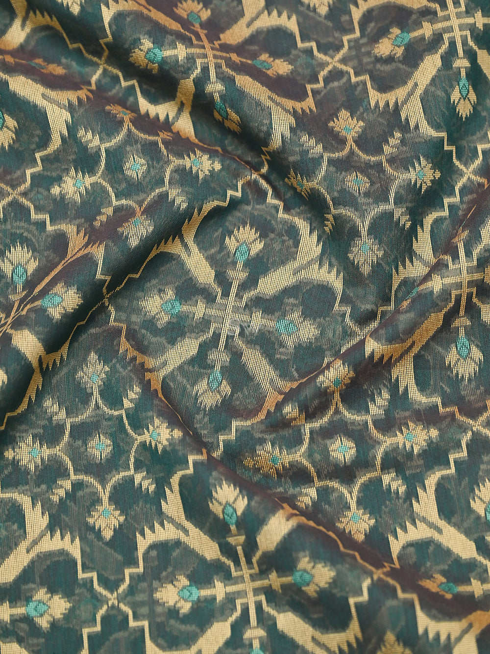 Teal Blue Meenakari Jaal Cotton Silk Handloom Banarasi Saree - Sacred Weaves