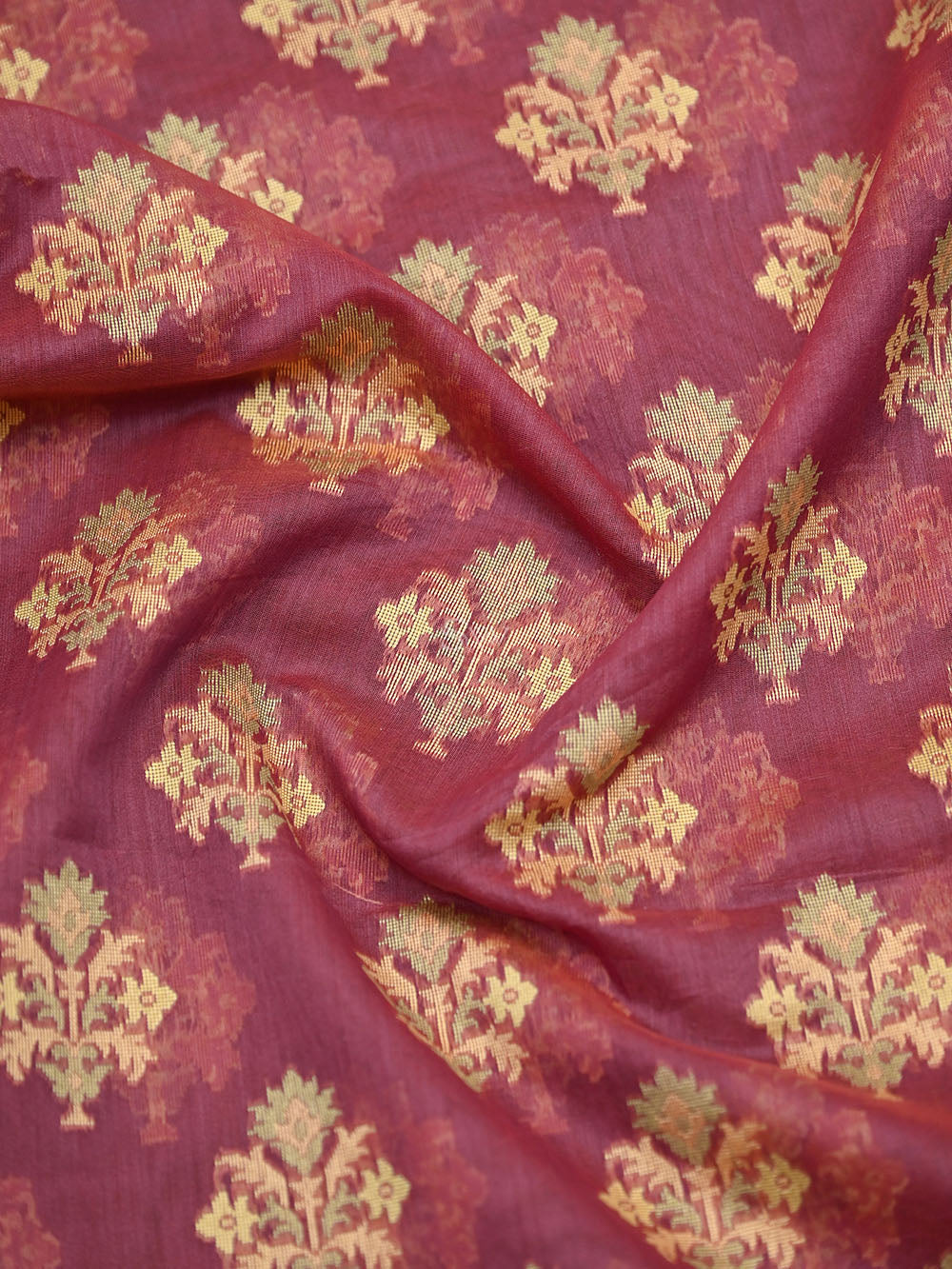 Onion Pink Meenakari Booti Cotton Silk Handloom Banarasi Saree - Sacred Weaves