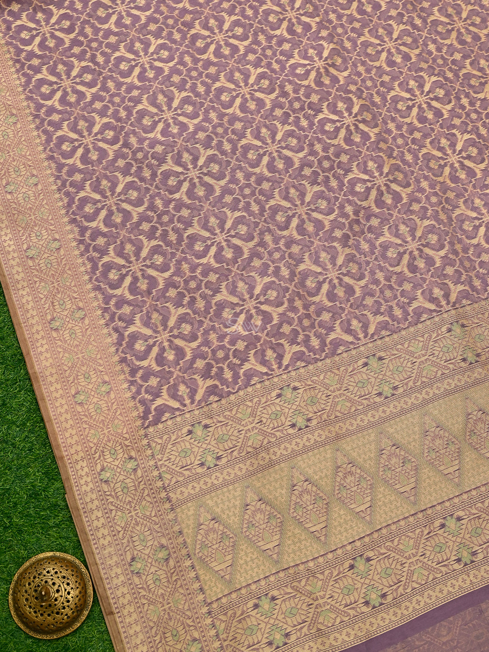 Onion Pink Meenakari Jaal Cotton Silk Handloom Banarasi Saree - Sacred Weaves