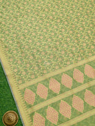 Pista Green Meenakari Jaal Cotton Silk Handloom Banarasi Saree - Sacred Weaves