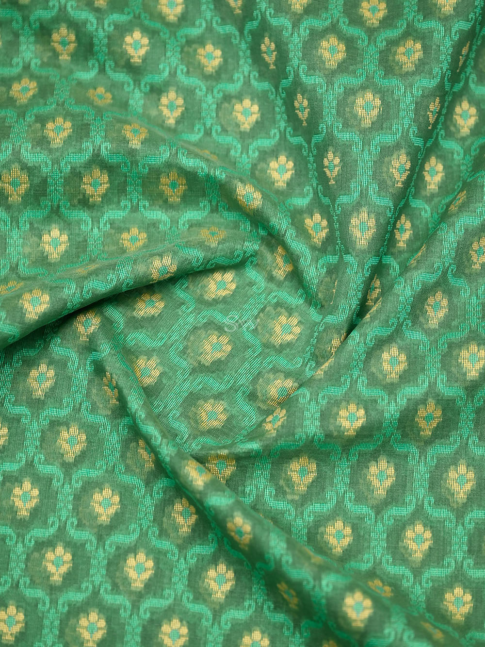 Green Meenakari Booti Cotton Silk Handloom Banarasi Saree - Sacred Weaves