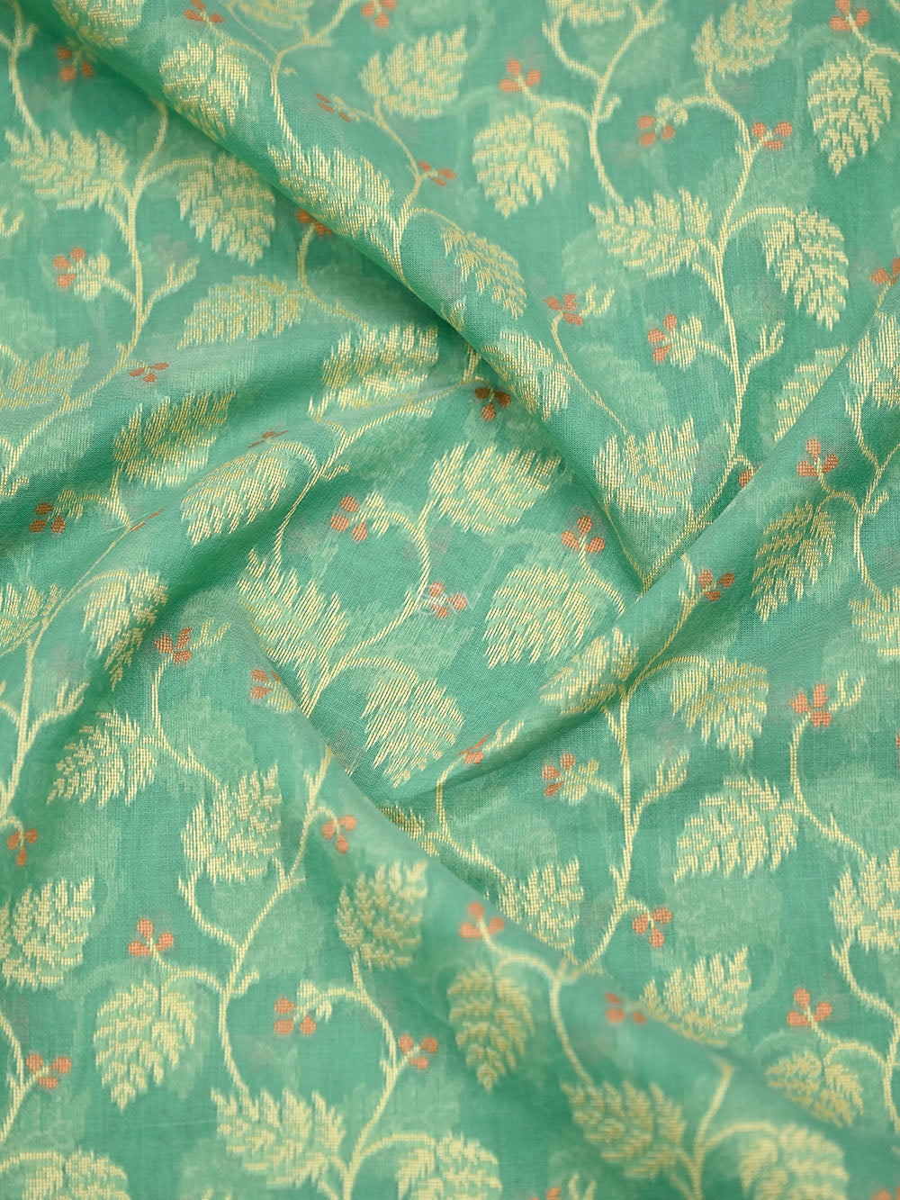 Sea Green Meenakari Jaal Cotton Silk Handloom Banarasi Saree - Sacred Weaves