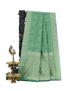 Green Meenakari Jaal Cotton Silk Handloom Banarasi Saree - Sacred Weaves
