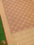 Dusky Pink Mustard Meenakari Jaal Cotton Silk Handloom Banarasi Saree - Sacred Weaves