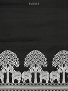 Black Shikargah Boota Satin Silk Handloom Banarasi Saree - Sacred Weaves
