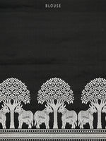 Black Shikargah Boota Satin Silk Handloom Banarasi Saree - Sacred Weaves