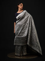 Black Shikargah Katan Silk Brocade Handloom Banarasi Saree - Sacred Weaves