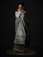 Black Shikargah Katan Silk Brocade Handloom Banarasi Saree - Sacred Weaves