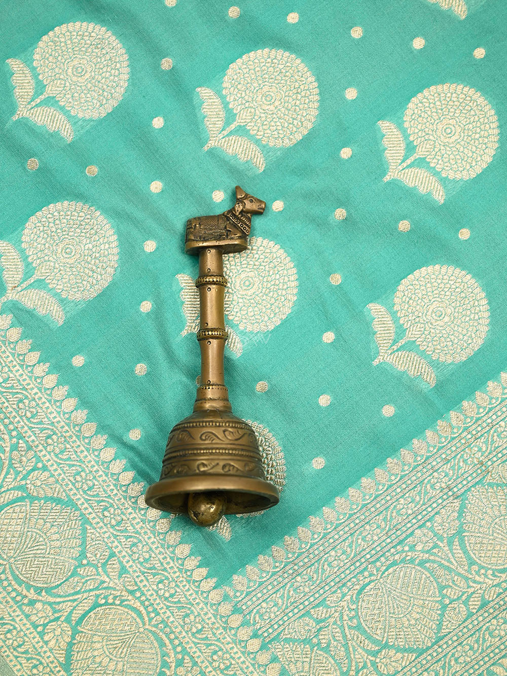 Sea Green Booti Katan Silk Uppada Handloom Banarasi Saree - Sacred Weaves