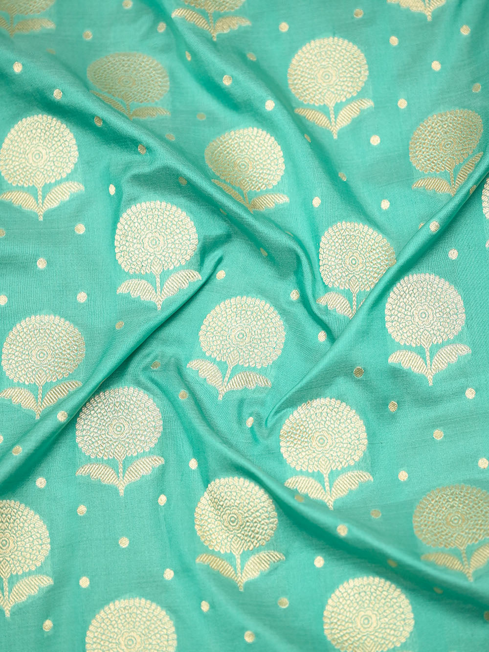 Sea Green Booti Katan Silk Uppada Handloom Banarasi Saree - Sacred Weaves
