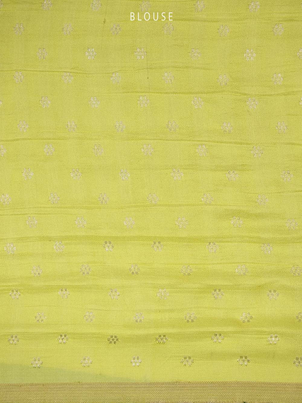 Bright Green Shikargah Boota Satin Silk Handloom Banarasi Saree - Sacred Weaves