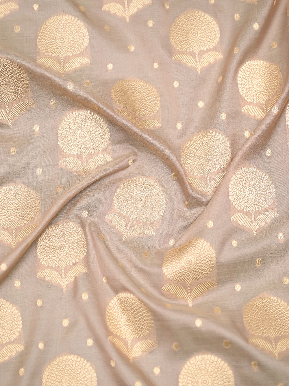 Dusky Pink Booti Katan Silk Uppada Handloom Banarasi Saree - Sacred Weaves