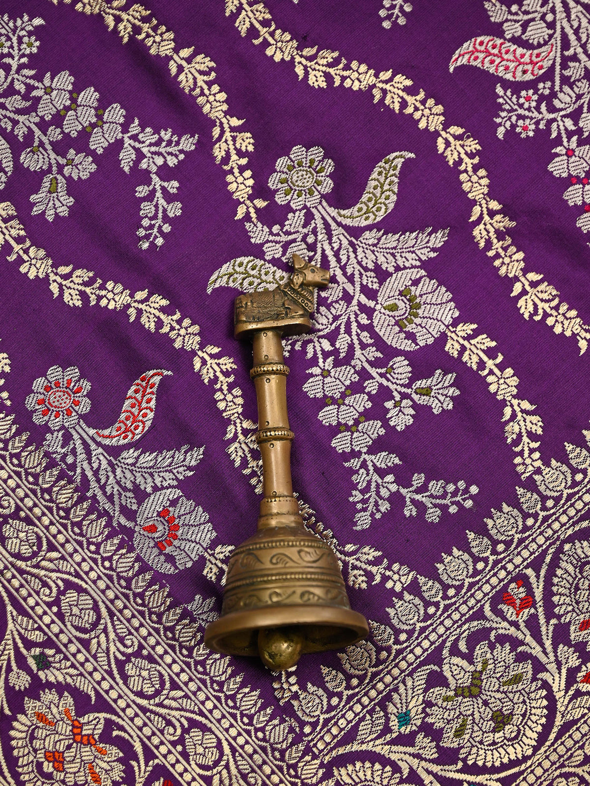 Dark Purple Meenakari Katan Silk Handloom Banarasi Saree - Sacred Weaves