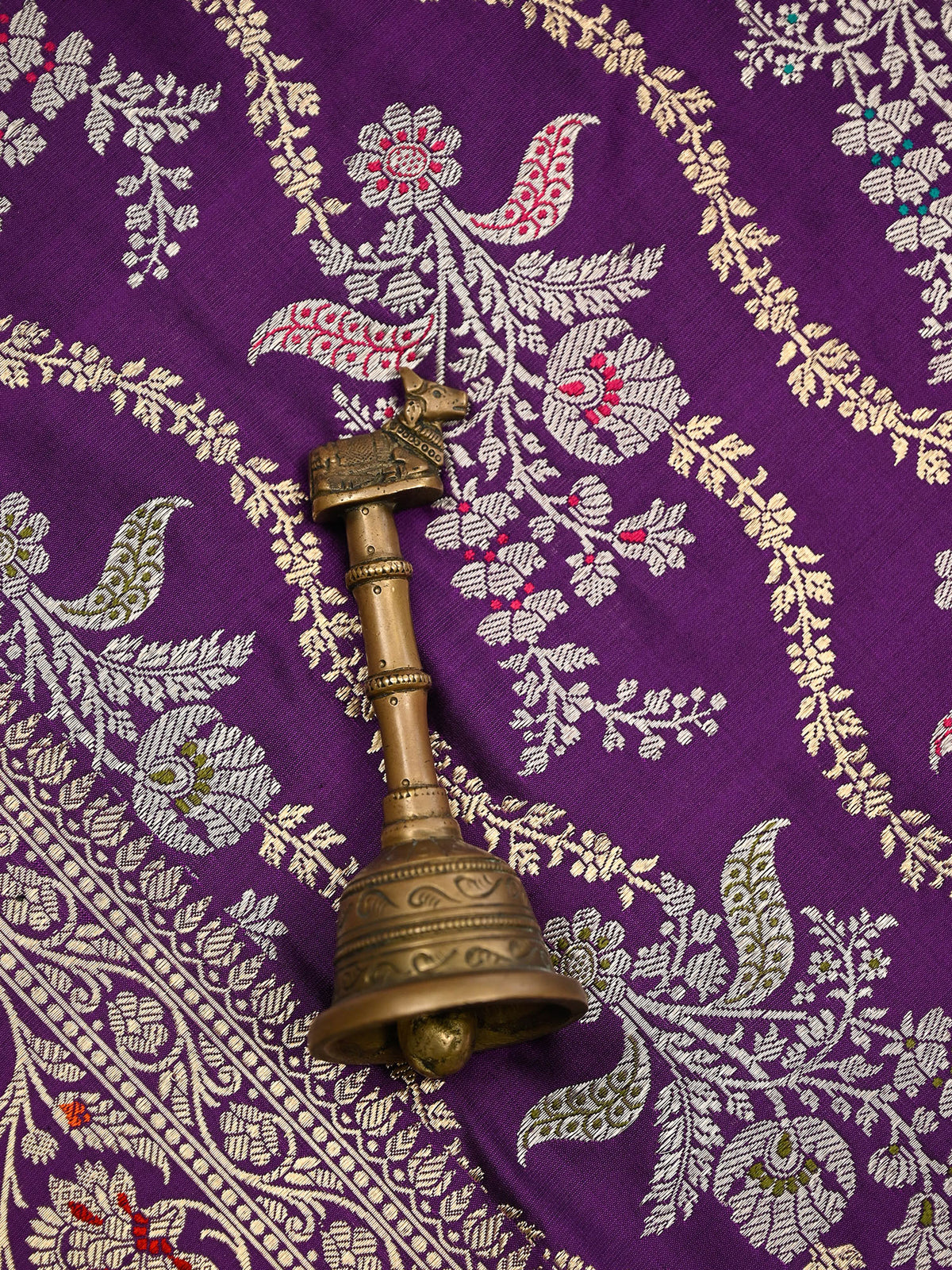 Dark Purple Meenakari Katan Silk Handloom Banarasi Saree - Sacred Weaves
